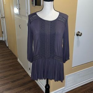 Charcoal Gray Peasant Blouse